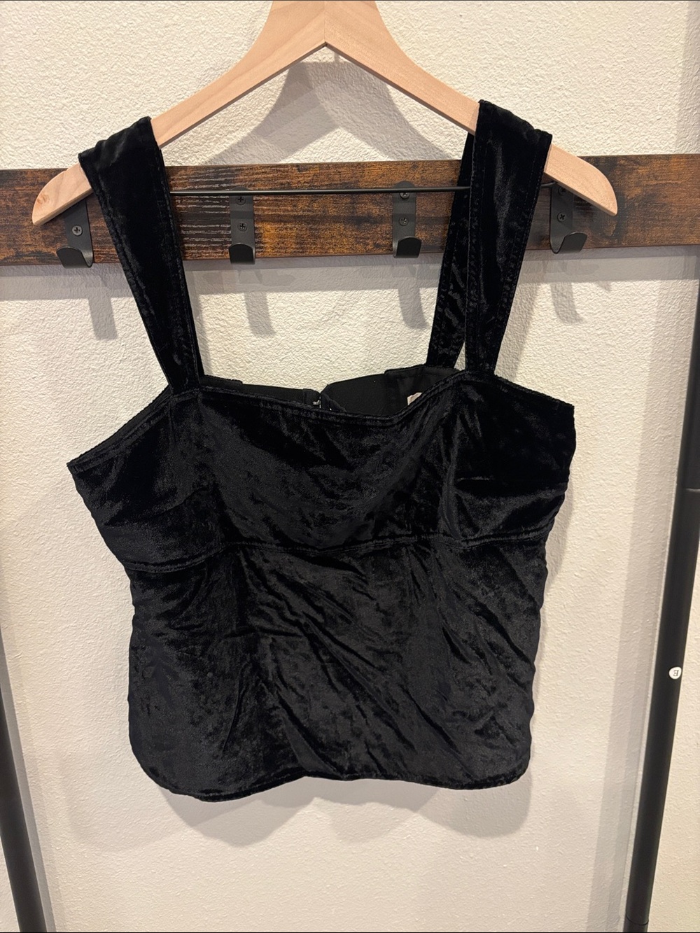 Pilcro Black Velvet Square-Neck Tank